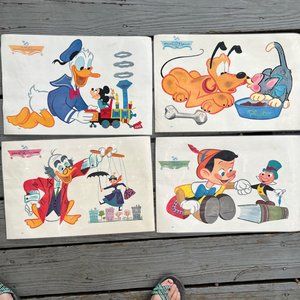 1970s Vintage Walt Disney Set of 4 Placemats (Donald Duck, Pluto, Ludwig Von Dra
